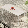 Mesa de exterior Ululono metálica minimalista en terraza