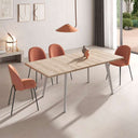 Mesa salón comedor extensible PALMIRA en colores artisan, polar, nuez o roble natural con patas metálicas blancas o negras