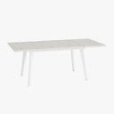 Mesa salón comedor extensible PALMIRA diseño elegante y funcional con colores personalizables y patas metálicas.