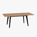 Mesa salón comedor extensible PALMIRA con superficie rectangular y patas metálicas en blanco o negro, personalizable en varios colores.