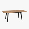 Mesa salón comedor extensible PALMIRA con superficie rectangular y patas metálicas en blanco o negro, personalizable en varios colores.