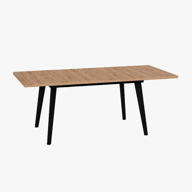 Mesa salón comedor extensible PALMIRA con superficie rectangular y patas metálicas en blanco o negro, personalizable en varios colores.
