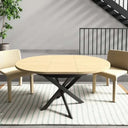 Mesa de comedor redonda extensible con patas metálicas en X modelo DONATA