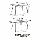 Mesa comedor extensible SERENA con esquinas redondeadas y patas metálicas, fabricada en España