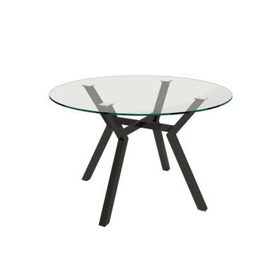 Mesa cristal redonda de comedor con sobre de cristal templado y patas de hierro modelo ANNA