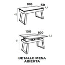 Medidas Mesa elevable convertible con patas metálicas trapecio modelo FIORENZA en sala moderna