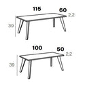 Mesa de centro fija STELLA con patas metálicas y diseño rectangular moderno