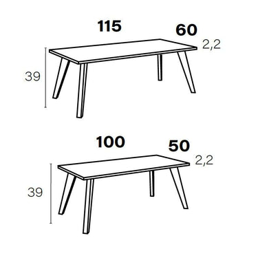 Mesa de centro fija STELLA con patas metálicas y diseño rectangular moderno