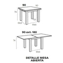 Mesa cuadrada extensible modelo GIULA con patas cuadradas y diseño moderno