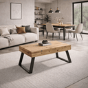 Mesa elevable convertible con patas metálicas trapecio modelo FIORENZA en salón moderno