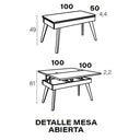 Medida Mesa elevable de centro convertible con patas metálicas modelo RENATA en varios colores, fabricada en España.