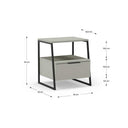 Mesita de noche Ailev verde con un cajón y patas negras diseño contemporáneo