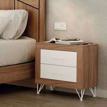 Cabecero 160 listonado de madera con mesitas de noche de la composición dormitorio L'AQUILA 1