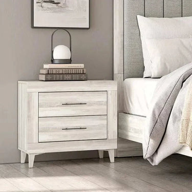 Mesita de noche L’AQUILA de 2 cajones con diseño elegante y funcional para dormitorio