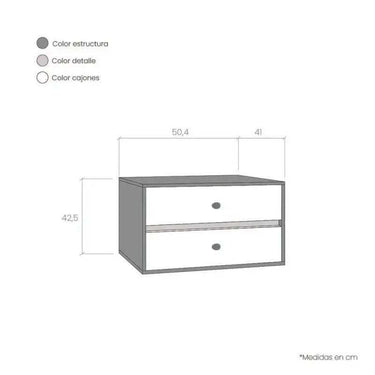 Mesita de noche Siena con 2 cajones y diseño minimalista personalizable