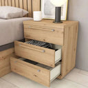 Mesita de noche Génova 3 cajones personalizable en colores y tiradores para dormitorio moderno