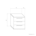 Mesita de noche Génova de 3 cajones en madera melamínica personalizable para dormitorio