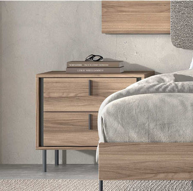 Muebles dormitorio matrimonio SIENA con cabecero tapizado y mesitas modernas personalizables
