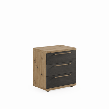 Mueble dormitorio matrimonio GENOVA en colores Artisan y Ébano con cabecero y mesitas, diseño moderno y fabricación española