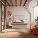 Mueble dormitorio matrimonio GENOVA en colores POLAR y ARTISAN, diseño luminoso y funcional
