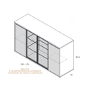 Aparador salón con puertas opacas y vitrinas de cristal para almacenamiento y exposición elegante