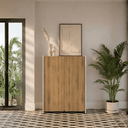 Aparador salón BOUCLEON en acabado roble con estructura crema y diseño bicolor elegante