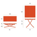 Mesa centro elevable convertible en mesa de comedor modelo CINNIA con patas metálicas en X y acabado en varios colores.