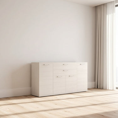 Aparador salón Bolonia de 140 cm con tres puertas y dos cajones en estilo moderno