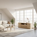 Mueble de salón comedor Bolonia diseño nórdico con vitrinas y estantería
