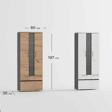 Mueble de salón composición ROMA con vitrina, bajo TV y estante en estilo nórdico