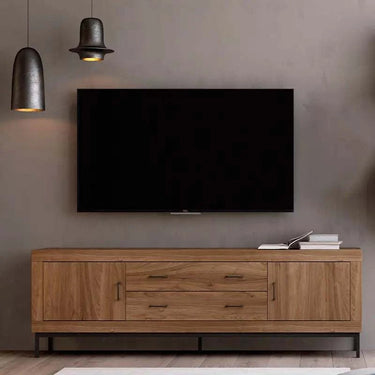 mueble TV moderno con 2 cajones y 2 puertas color claro de 200 cm ASTI