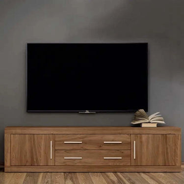 mueble tv 2 cajones y 2 puertas 200 cm ASTI diseño minimalista color lined madera resistente