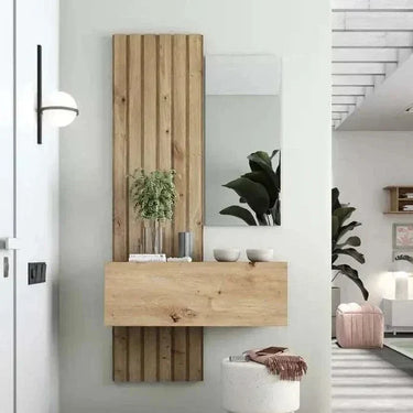 Mueble Recibidor FLORENCIA mod. 6 con espejo y panel alto de palillera elegante y funcional