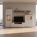 Mueble salón comedor Bolonia de 4 piezas con vitrina alta y bajo TV