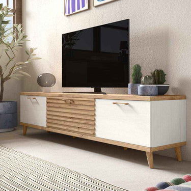 Mueble salón comedor Bolonia con vitrina y módulo TV configurable