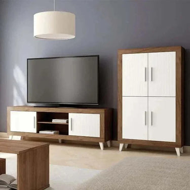 Mueble salón composición Asti ambiente 10 con mueble TV y vitrina 4 puertas