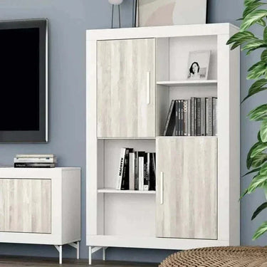 Mueble salón composición ASTI ambiente 8 con mueble TV, vitrina y estante