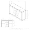 Mueble salón composición ASTI con aparador y vitrina en tonos blancos y madera