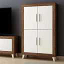 Mueble salón composición Asti con mueble TV y vitrina de 4 puertas en varios colores