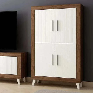 Mueble salón composición Asti con mueble TV y vitrina de 4 puertas en varios colores