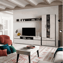 Mueble de salón Comedor composición ROMA estilo nórdico con vitrina, bajo TV y estante