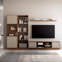 Mueble de salón composición TIVOLI con vitrina cristal Olas y tirador uñero