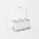 Mueble salón, módulo bajo rectangular blanco de tablero melamínico, con frente liso y medidas indicadas de 50 × 32 × 41 cm.