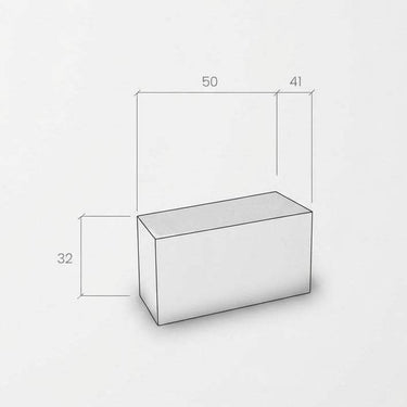 Mueble salón, módulo bajo rectangular blanco de tablero melamínico, con frente liso y medidas indicadas de 50 × 32 × 41 cm.
