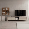 Mueble de salón minimalista TIVOLI con patas metálicas y estantería colgada