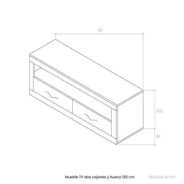 Mueble TV ASTI 130cm con 2 cajones y hueco central personalizable