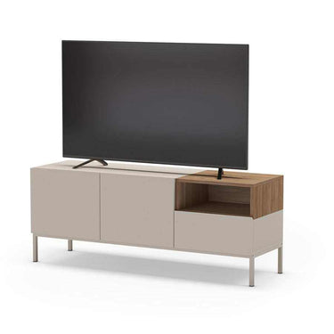 Mueble TV Cailin Perla con 3 puertas y hueco abierto en color perla