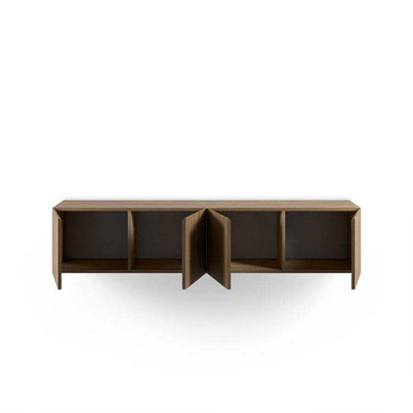 Mueble TV colgado Acorad roble con 4 puertas y diseño moderno