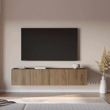 Mueble TV colgado Acorad roble con 4 puertas de cierre lento
