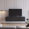 Mueble tv colgado negro con 4 puertas y diseño minimalista